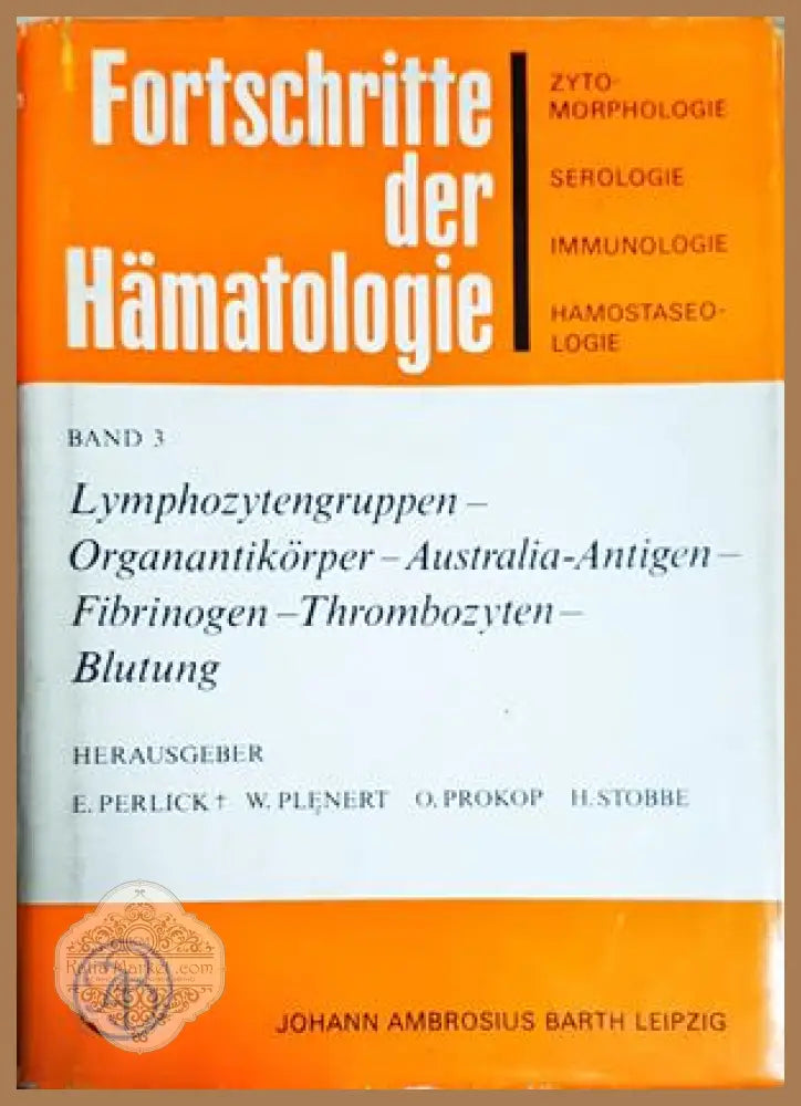 Fortschritte der Hämatologie Band 3 - корица