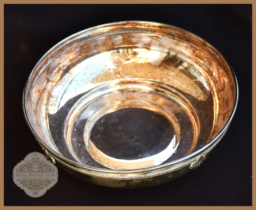 Посребрена метална купа - неокласицизъм - antique