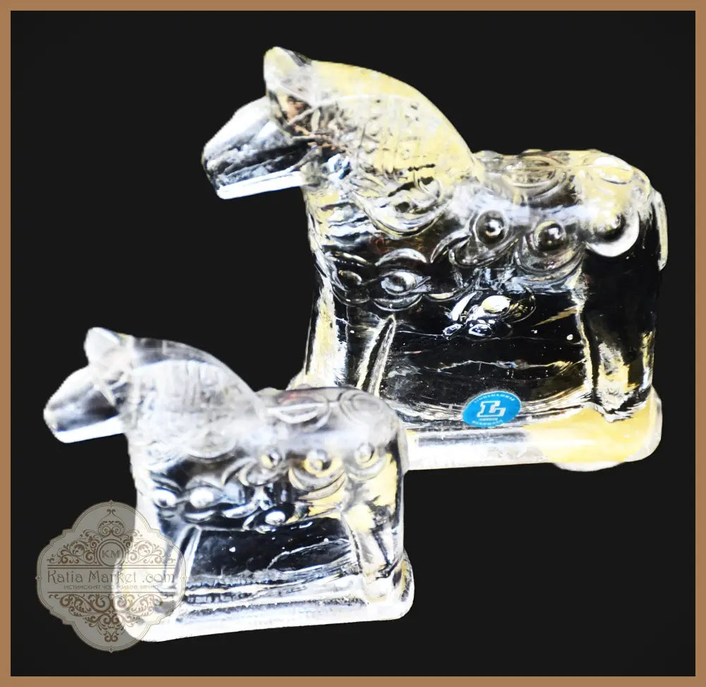 Сет от две стъклени скулптури на конете Дала - Швеция. Винтидж. - antique