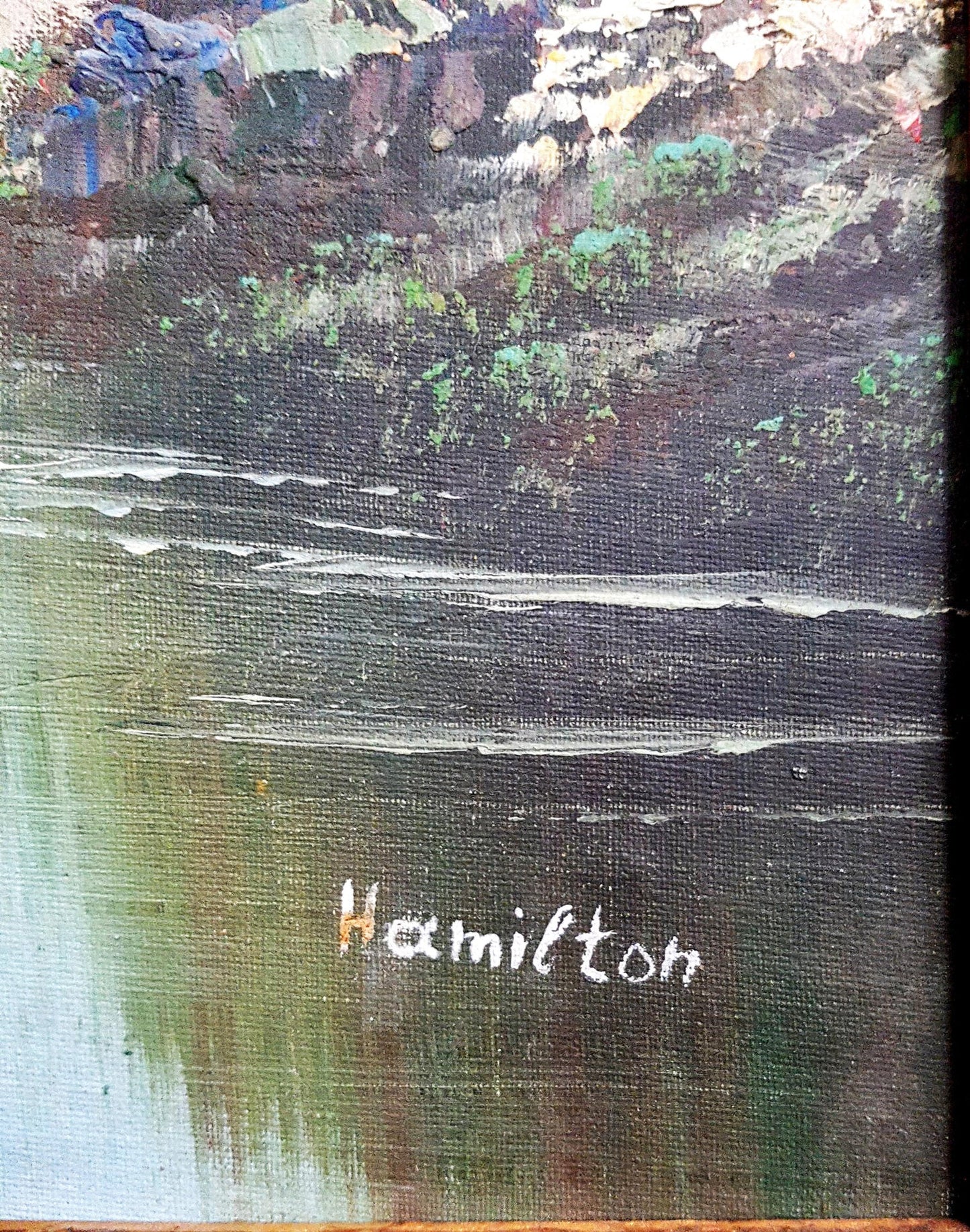 Пейзаж с дървета и река- масло - Hamilton