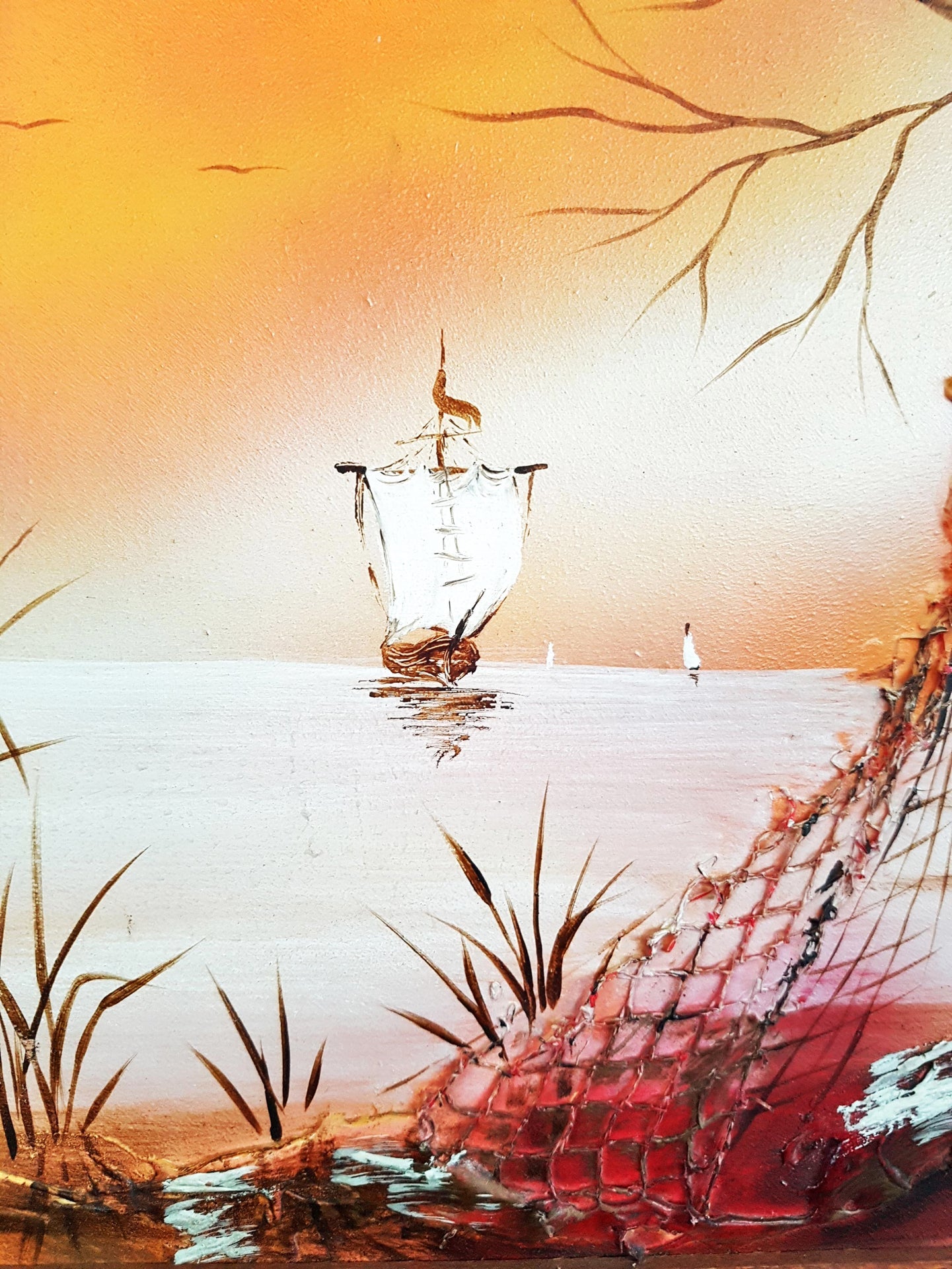 Романтичен морски пейзаж - смесена техника