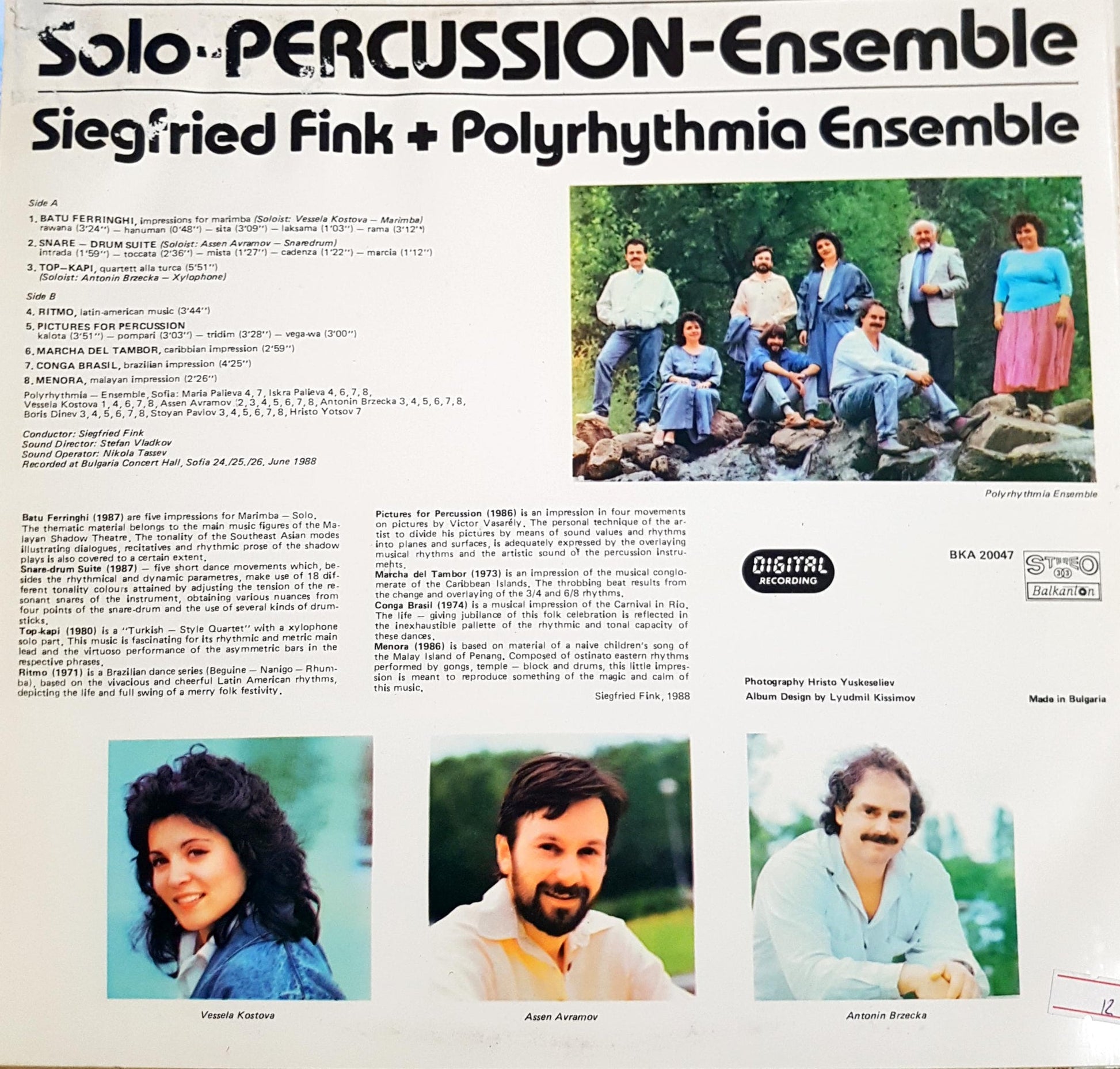 Solo-Percussion-Ensemble – Siegfried Fink, задна корица
