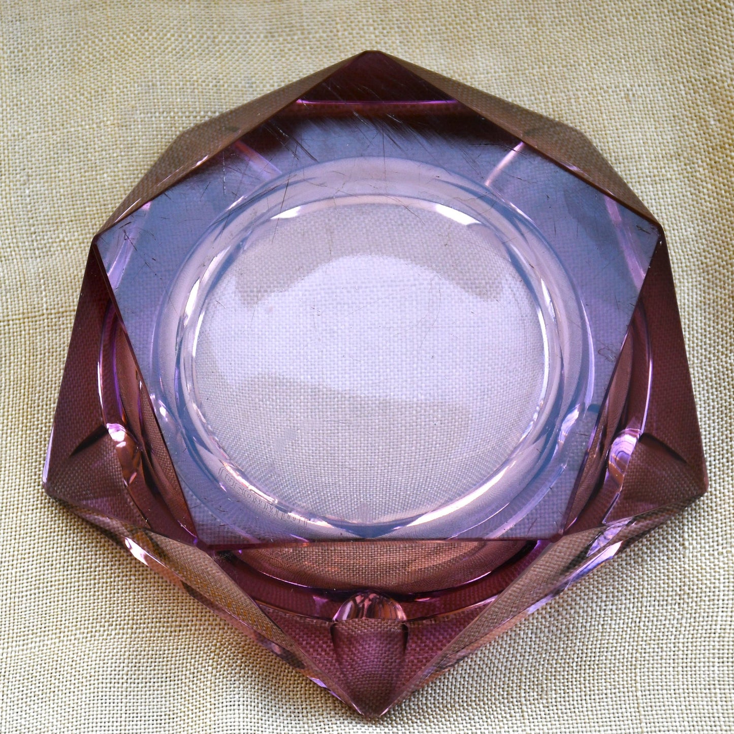 Кристален пепелник Pedrosa, виолетов/сливов, 1970-те