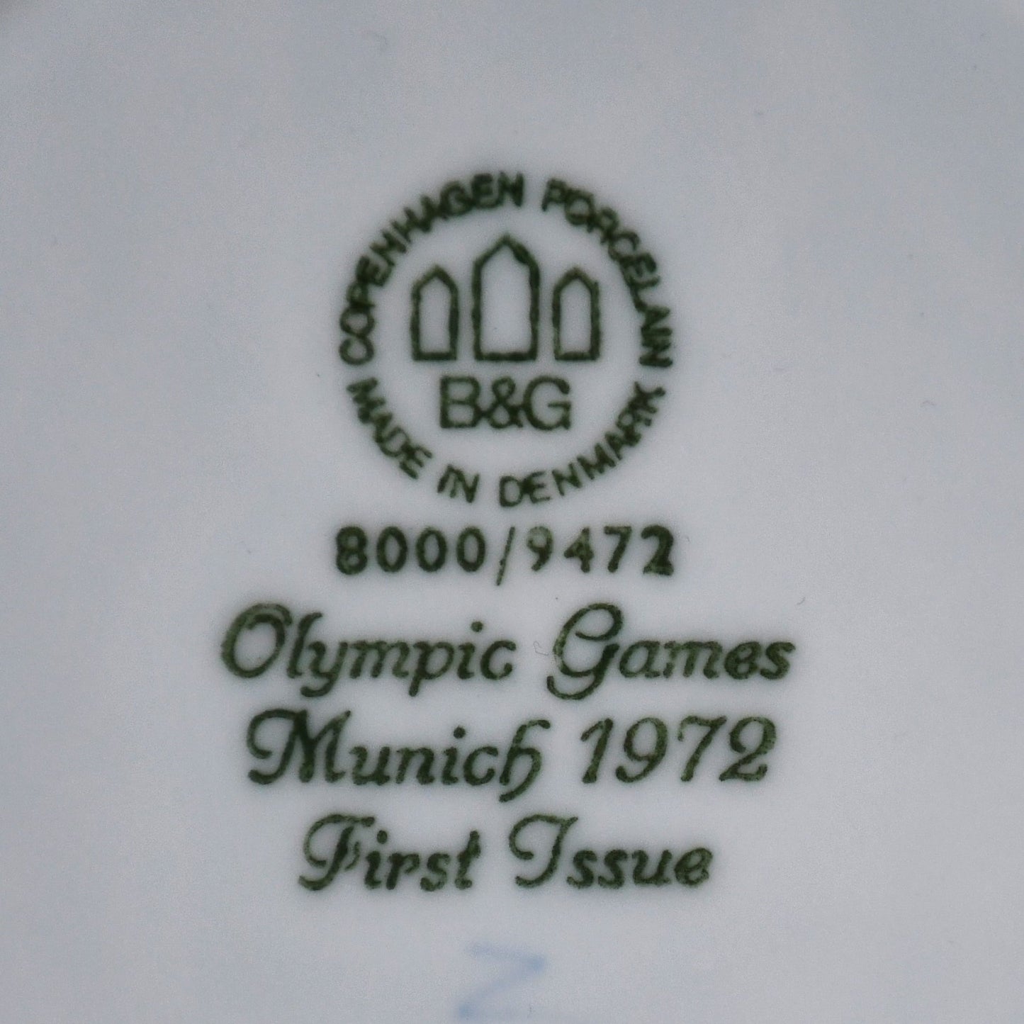 Порцеланова чиния B&G Olympic Games Munich 1972 - маркировка