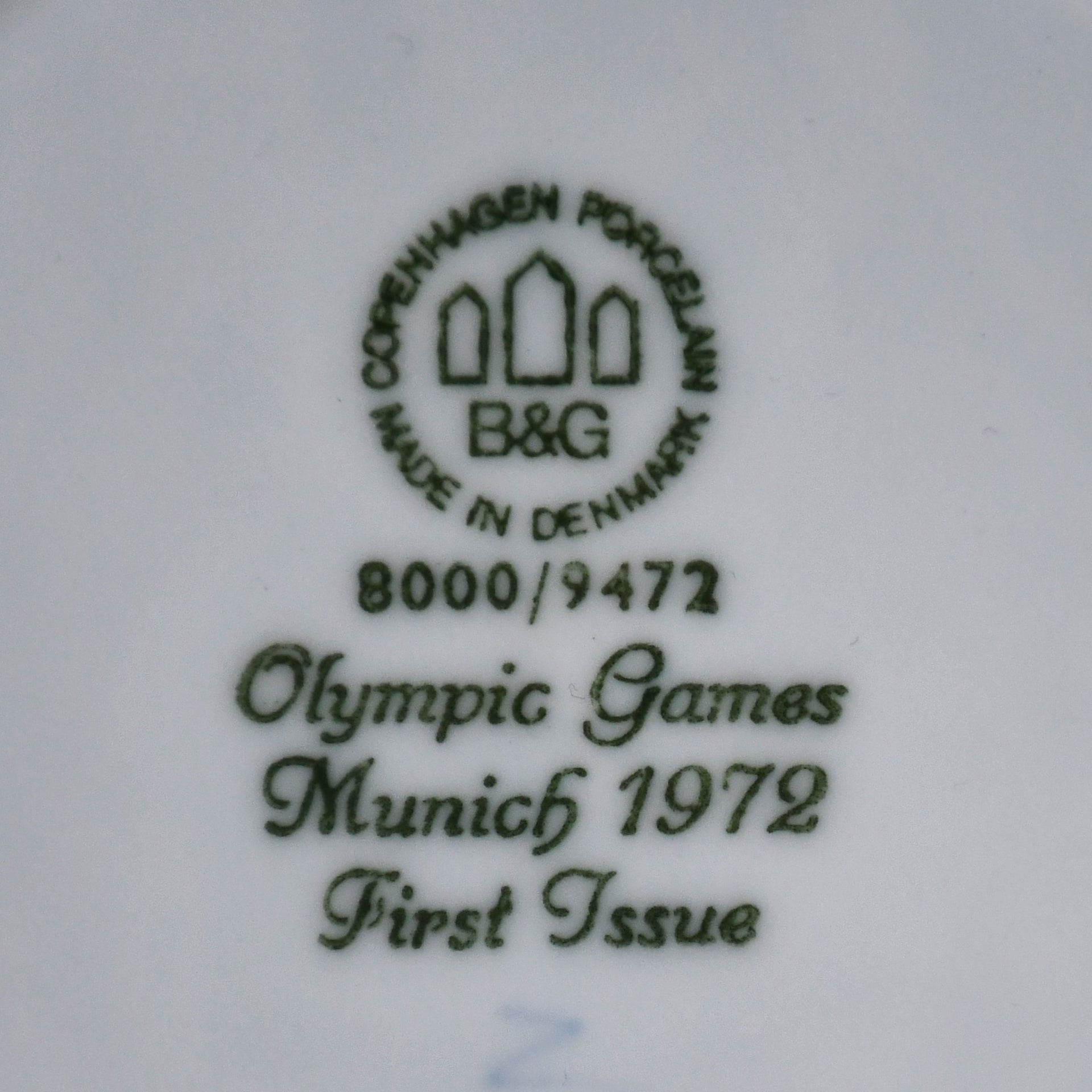 Порцеланова чиния B&G Olympic Games Munich 1972 - маркировка