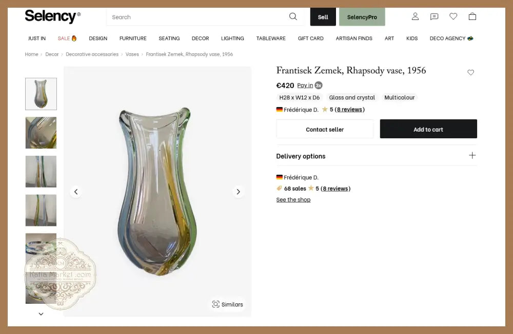 Авторска ваза на Франтишек Земек - antique