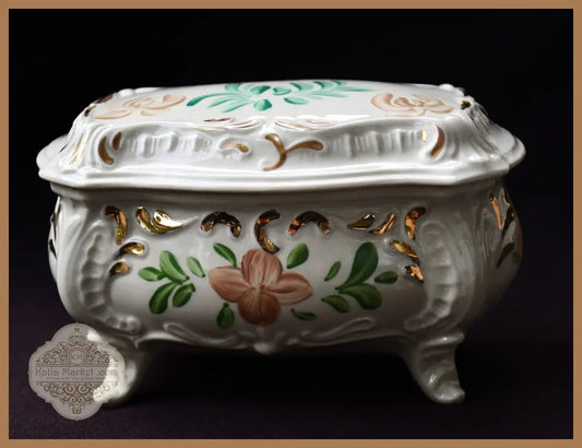 Българска кутия за бижута - фаянс - antique