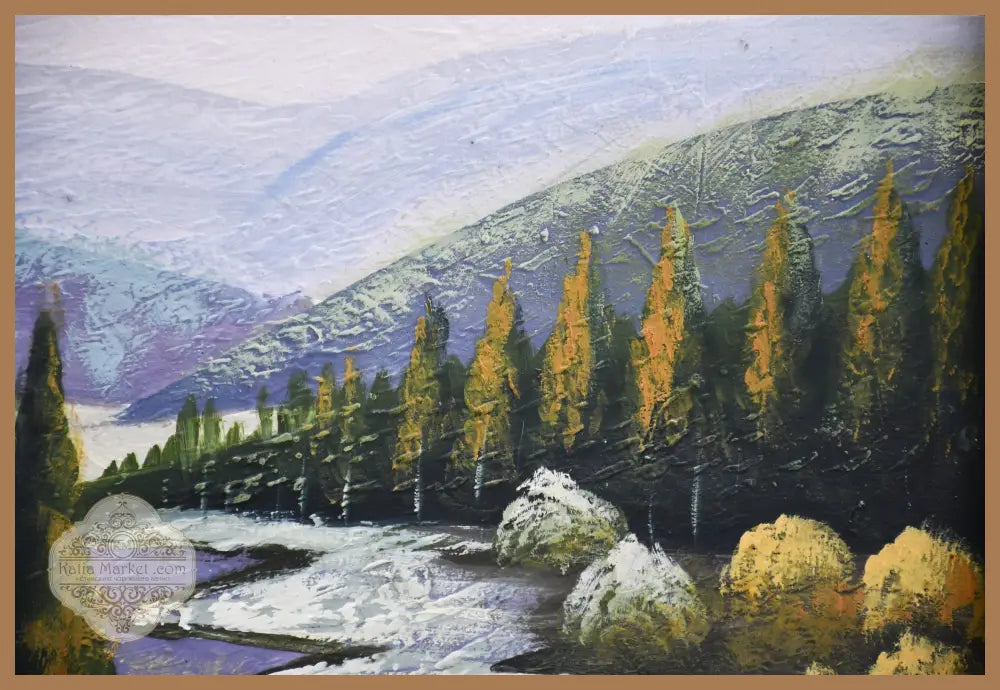 Българска школа (70те) - ’Пейзаж с река’ маслени бои върху платно - antique