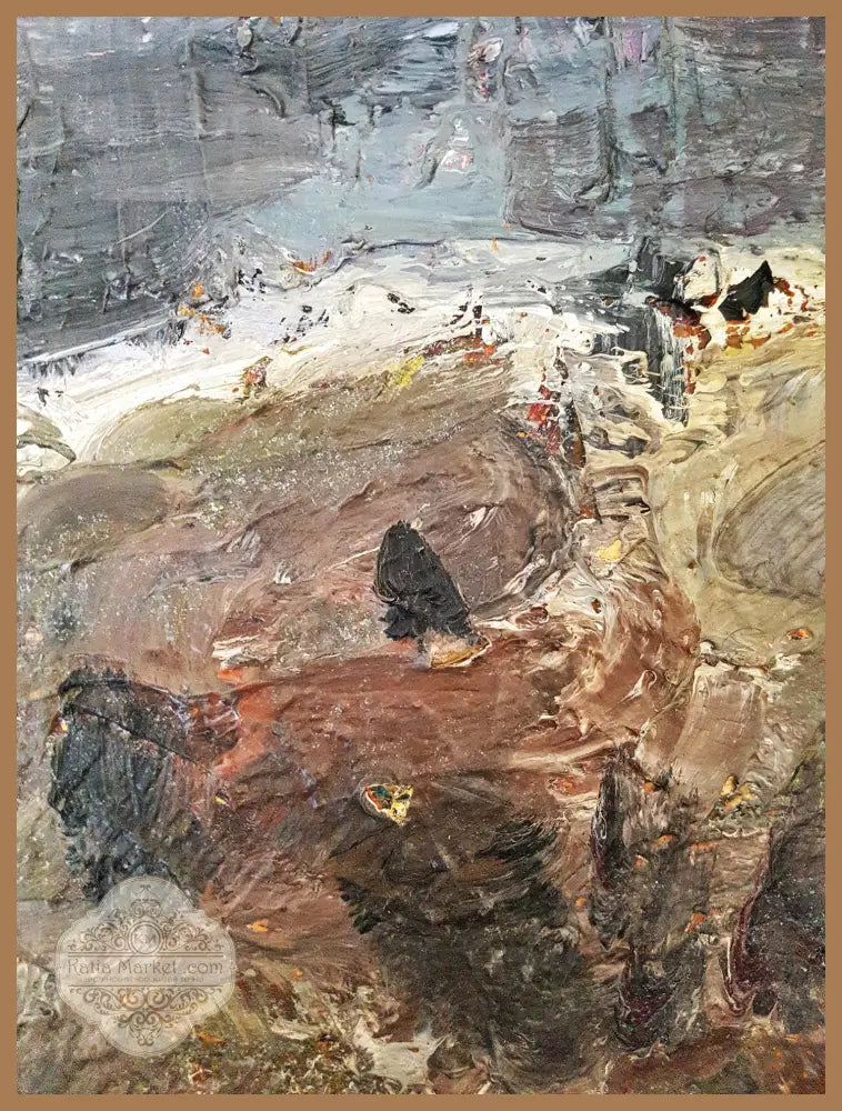 Експресивен морски пейзаж с кораби- масло от неизвестен автор- 1992 година - Неизвестен автор - Картина
