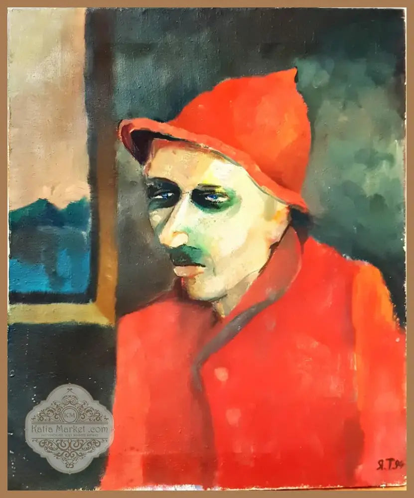 Експресивен портрет на мъж- масло от неизвестен автор (1163) - Картина