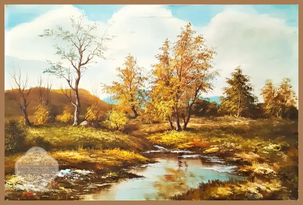 Есенен пейзаж с река- масло от S. Marlo (1122) - Картина