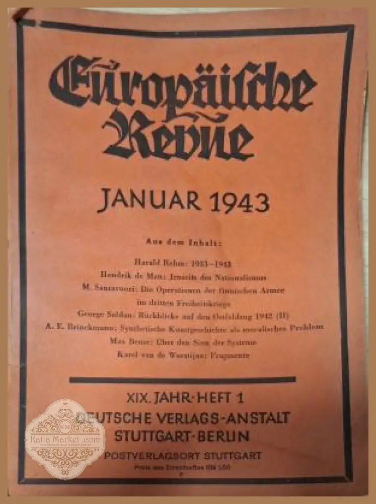 Europäische Revue Heft 1 Januar 1943 - корица