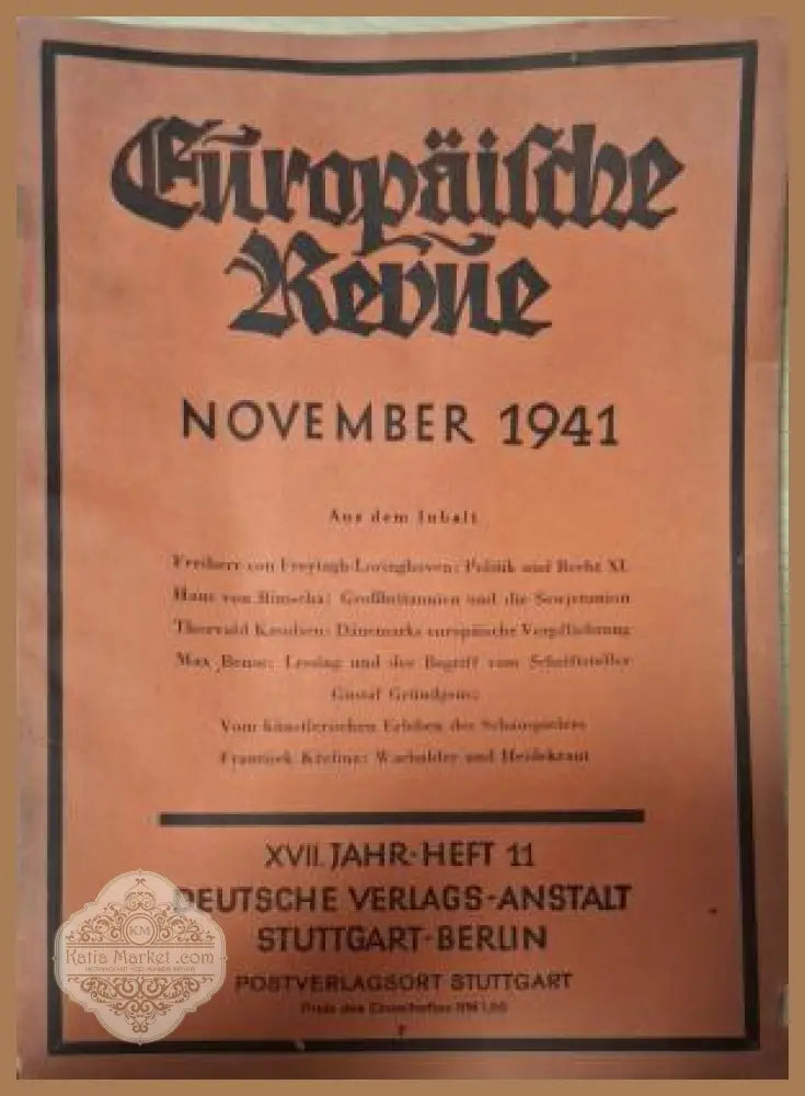 Europäische Revue Heft 11 November 1941 - корица