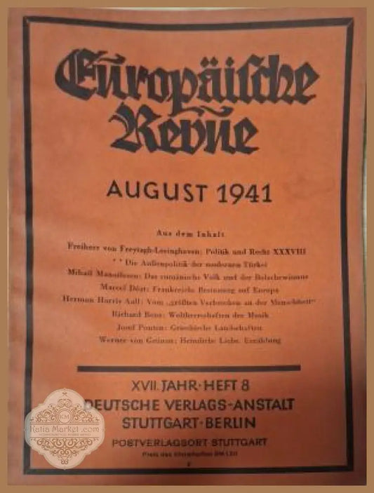 Europäische Revue Heft 8 August 1941 - корица