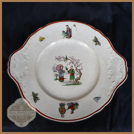 Фаянсово плато Chinoiserie - Кузнецов Русия край XIX - начало XX век - Порцеланов предмет