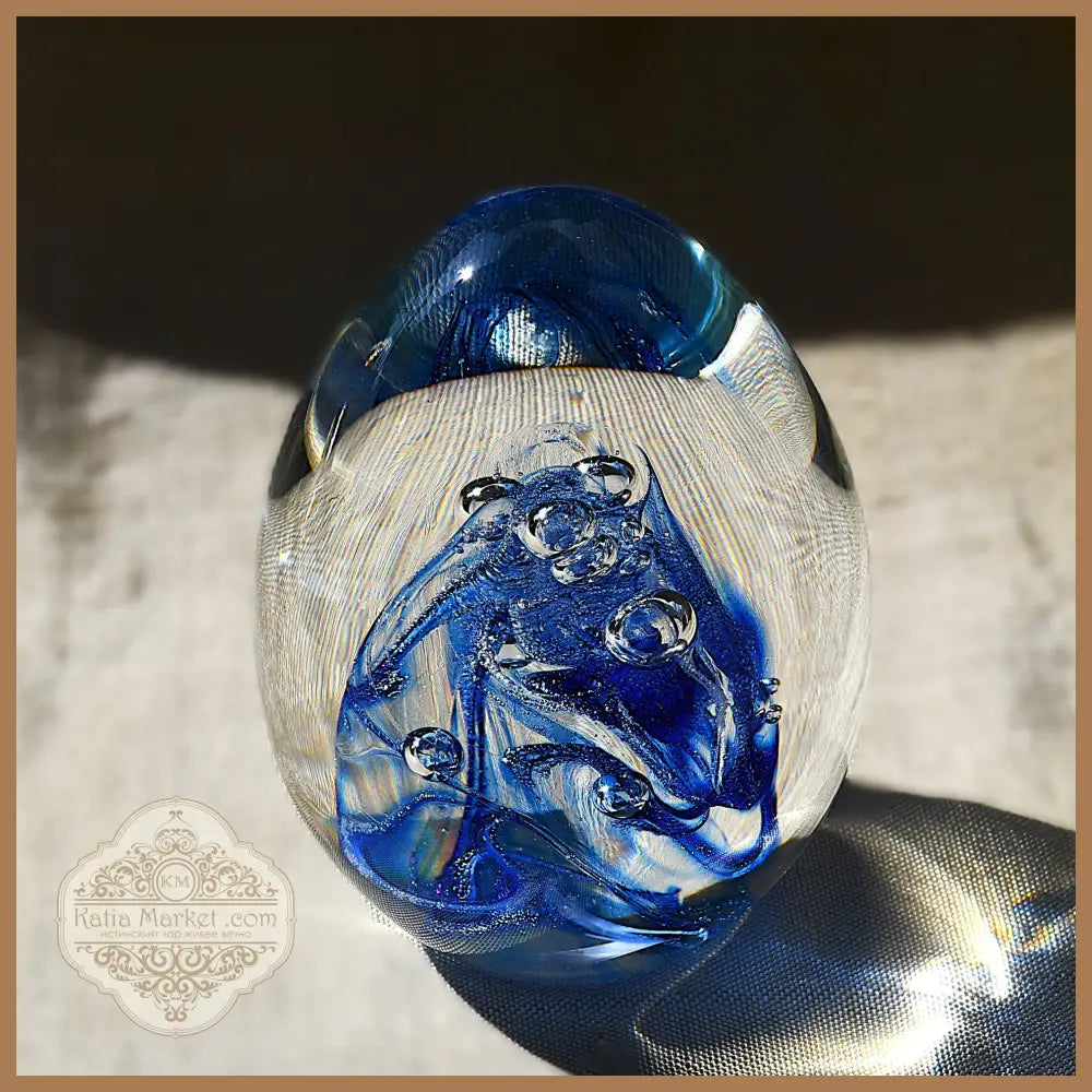 Glass Magic - голямо стъклено яйце / преспапие Бохемия - Антикварен предмет