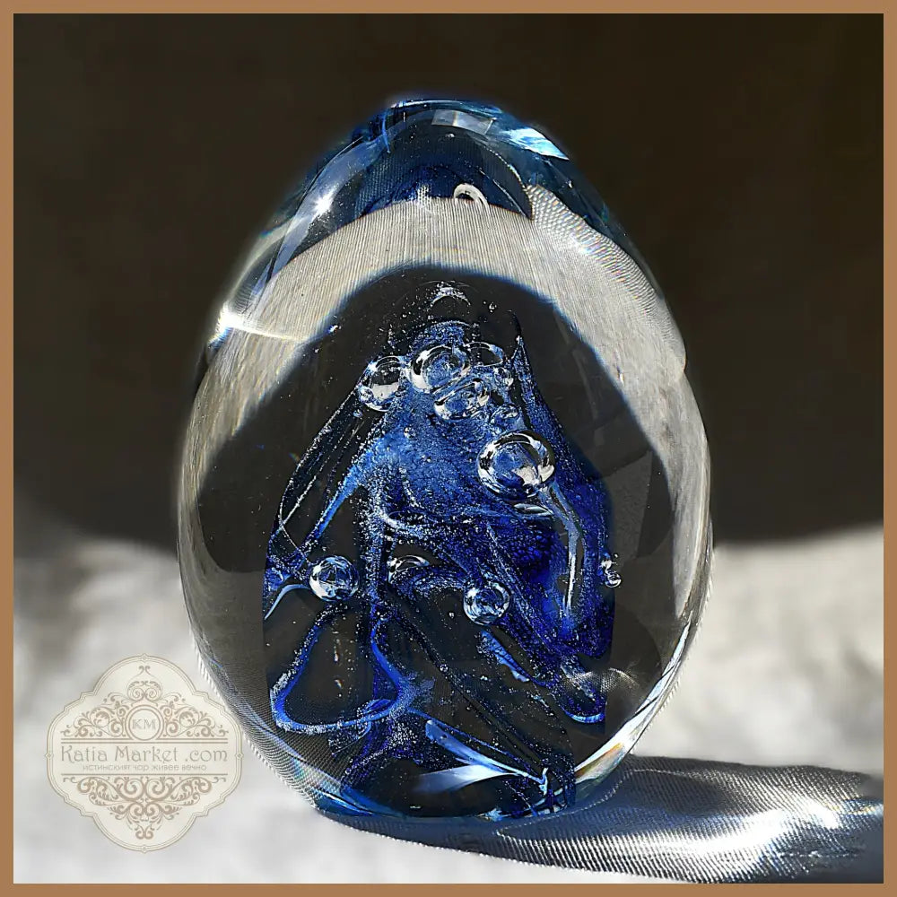 Glass Magic - голямо стъклено яйце / преспапие Бохемия - Антикварен предмет