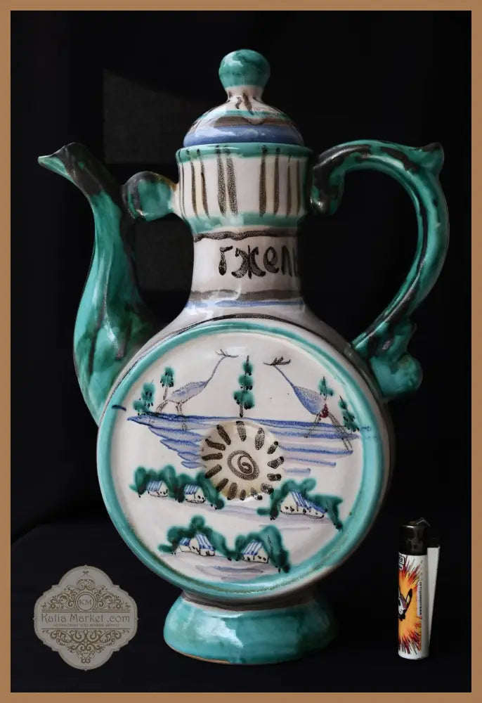 Голяма стомна-кумган. Гжель - СССР. - antique