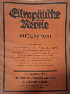 Europäische Revue Heft 8 August 1941 - корица
