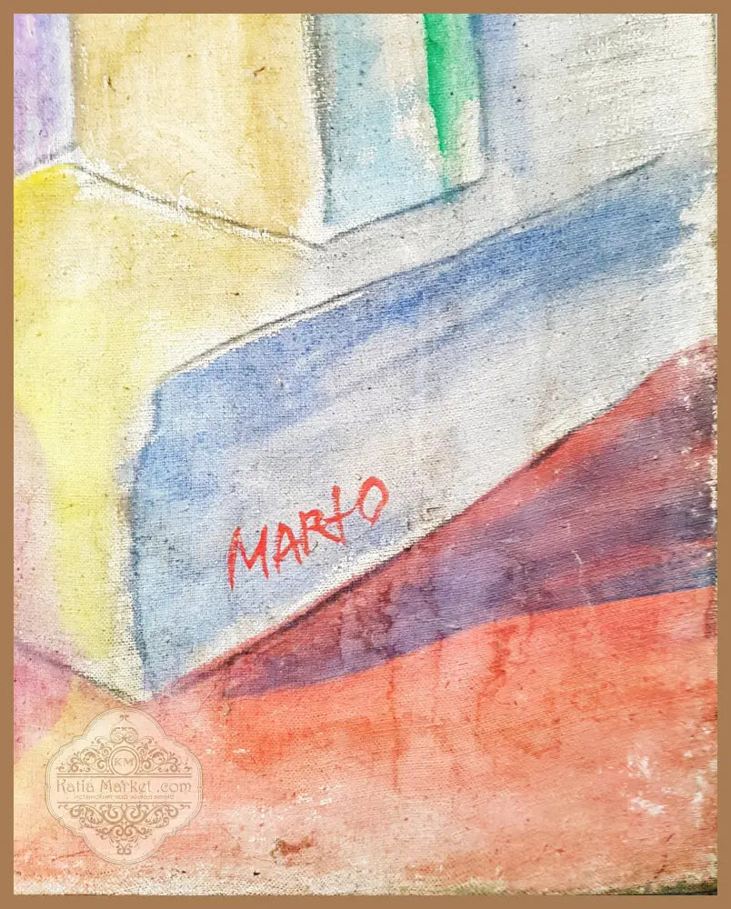 Интериор на ателие с гипсов бюст- акрил от Marto - Marto. Творбата се отличава с модерен почерк и смело боравене с