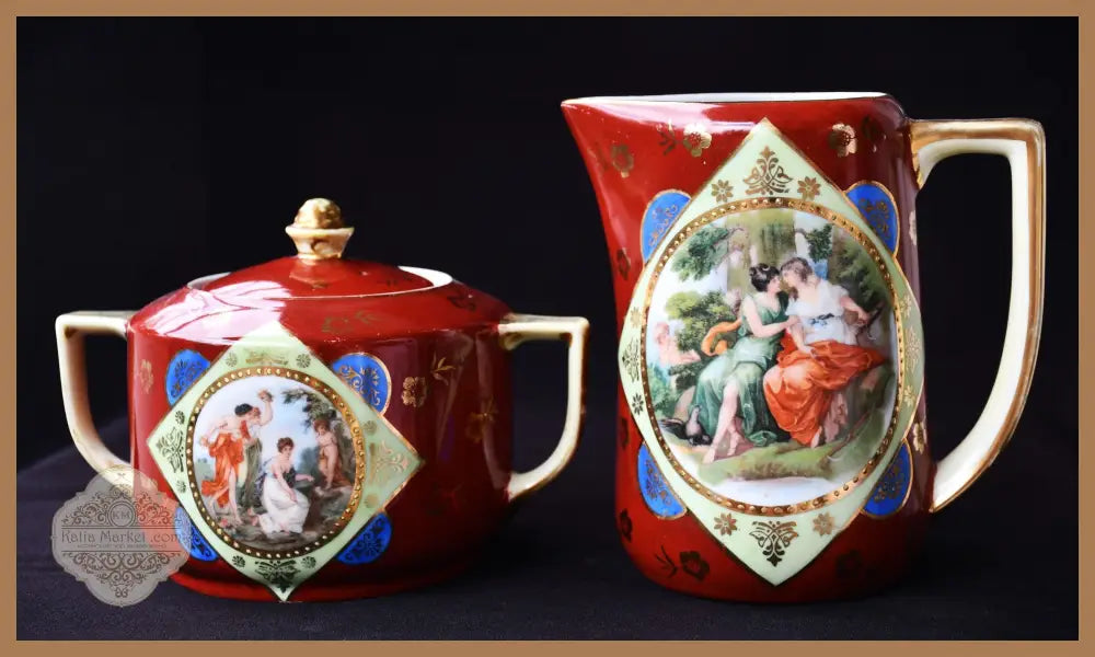 Кана и захарница във виенски стил. Колекционни. - antique