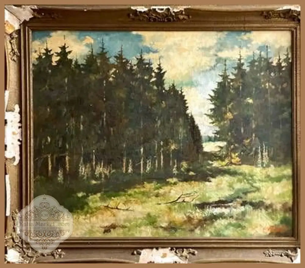 картина акварел картон в рамка - antique