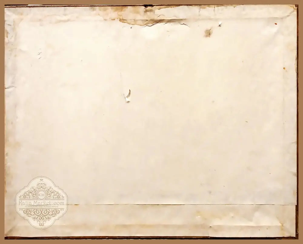 Картина масло върху хартия с рамка и стъкло - antique