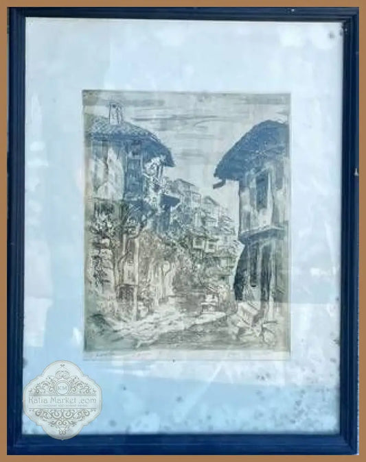Картина офорт 9/10 в рамка - antique