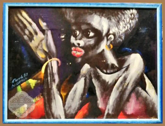 Картина върху фазер с рамка масло ’ NIGERIA ’ - antique