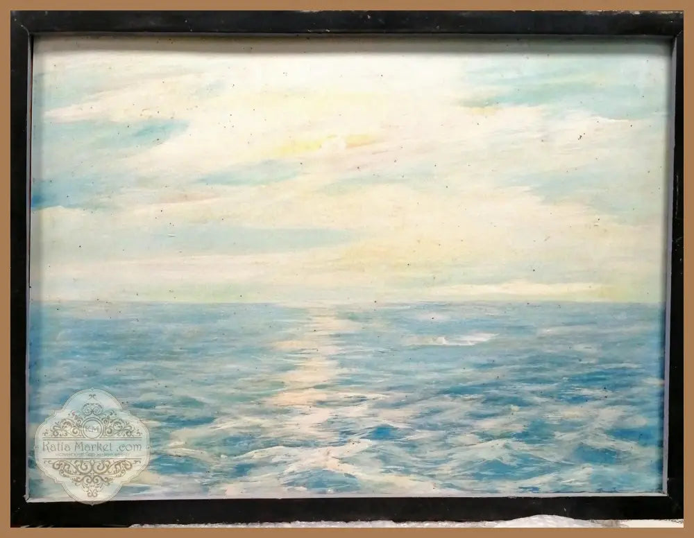 Картина върху фазер с рамка масло - Радослав василев ’ Морско утро’ - antique