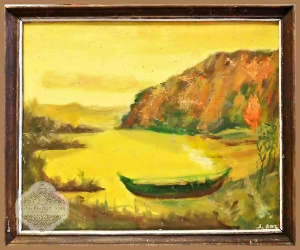 Картина върху фазер с рамка масло-Табаков - antique