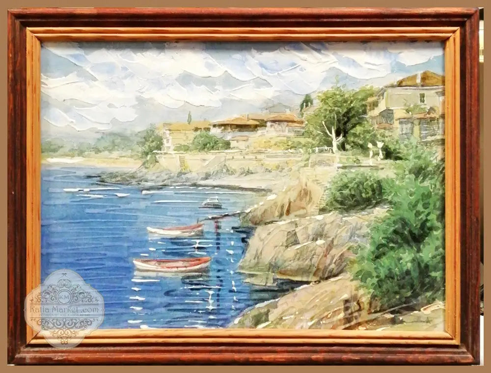 Картина върху фазер с рамка масло-Ж. Атанасов - antique
