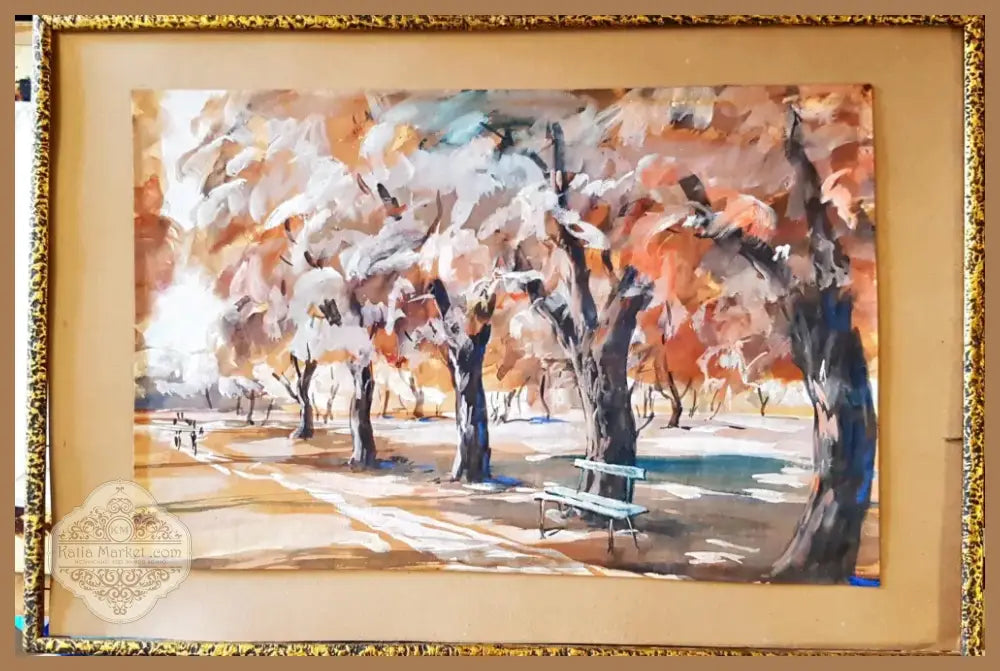 Картина върху картон с рамка акварел (372) - Картина
