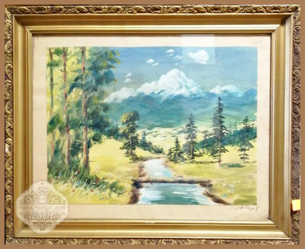 Картина върху картон смесена техника Коприщивца Б. Михайлов - antique