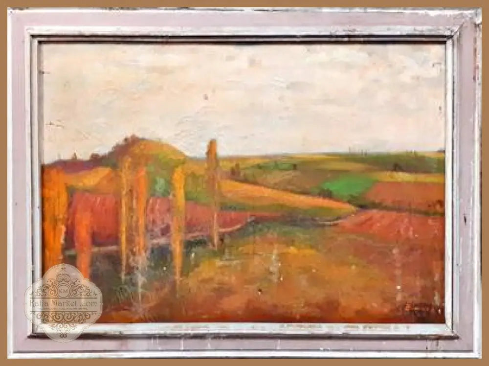 Картина върху платно масло - Георги Божков 1986г. - antique
