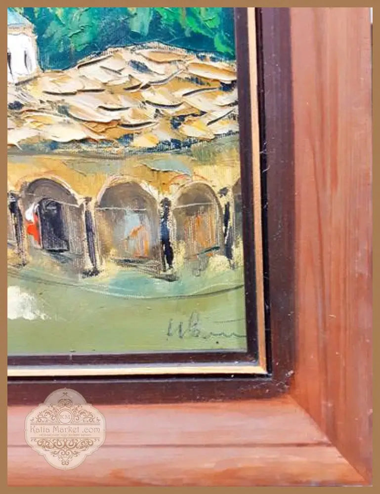 Картина върху платно масло - ’Троянски манастир’ Иван С. Ангелов - antique