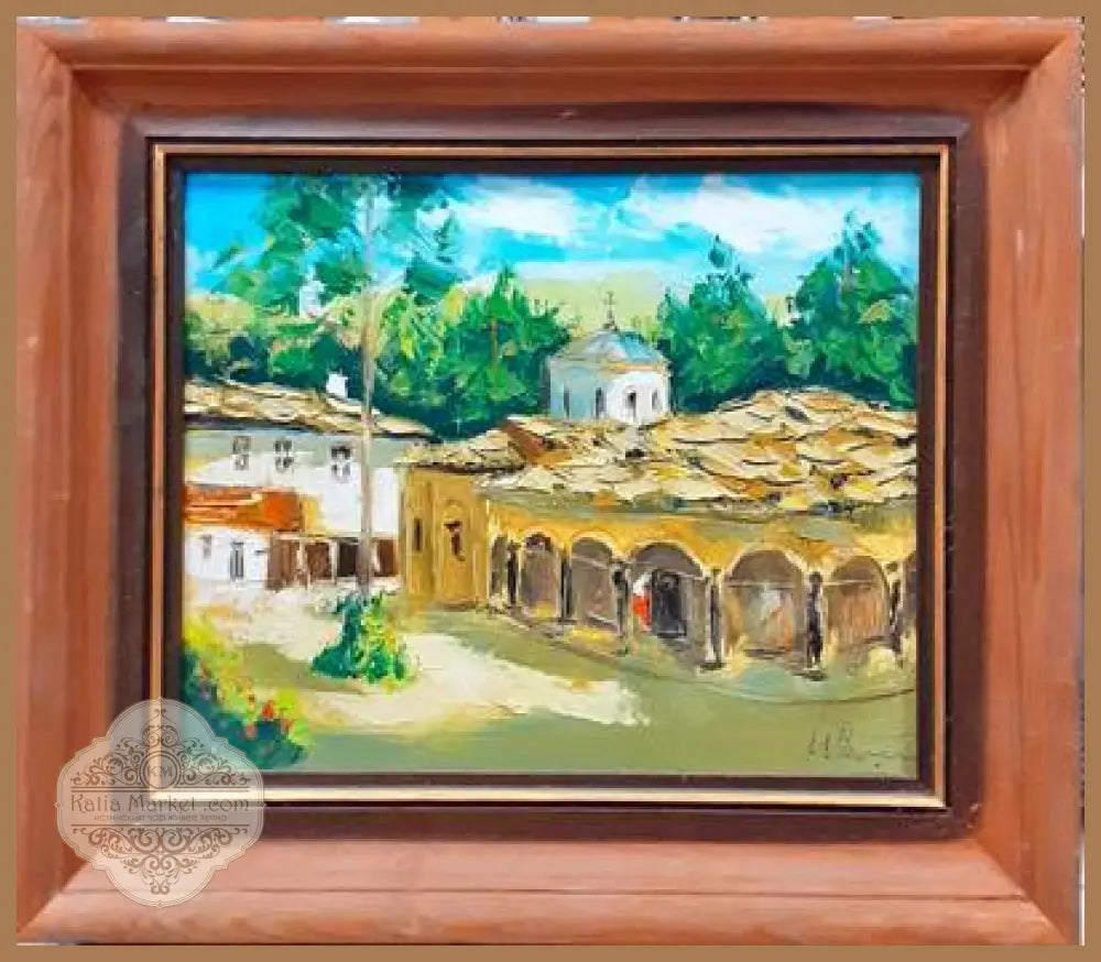 Картина върху платно масло - ’Троянски манастир’ Иван С. Ангелов - antique