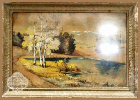 Картина върху платно с рамка акварел - С.К. - antique