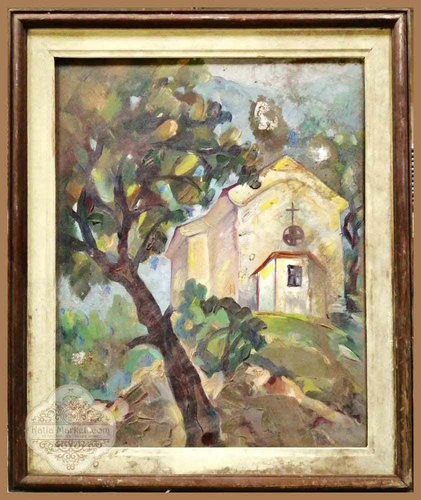 Картина върху платно с рамка масло - Елисавета Владимирова храм Преподобна Петка - antique