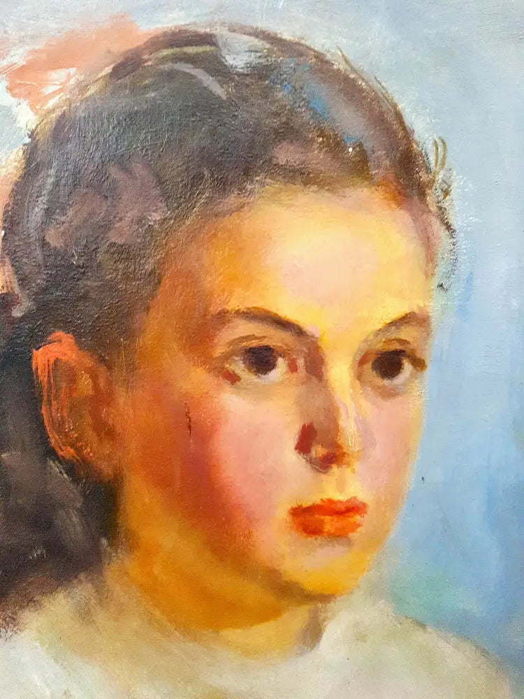 Класически академичен портрет на момиче- масло от неизвестен автор (1085) - Картина