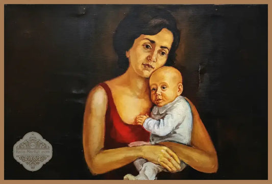 Портрет майка с дете, К. Петров — детайл дупка