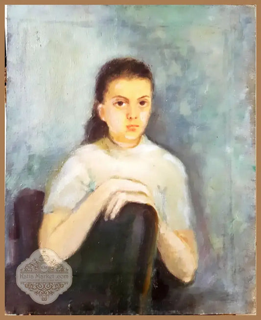 Класически портрет на момиче- масло от неизвестен автор (1168) - Картина