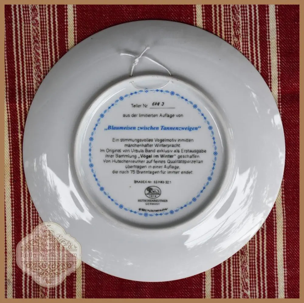 Колекционна чиния ’Vogel im Winter’ - ’Hutschenreuther’ - antique