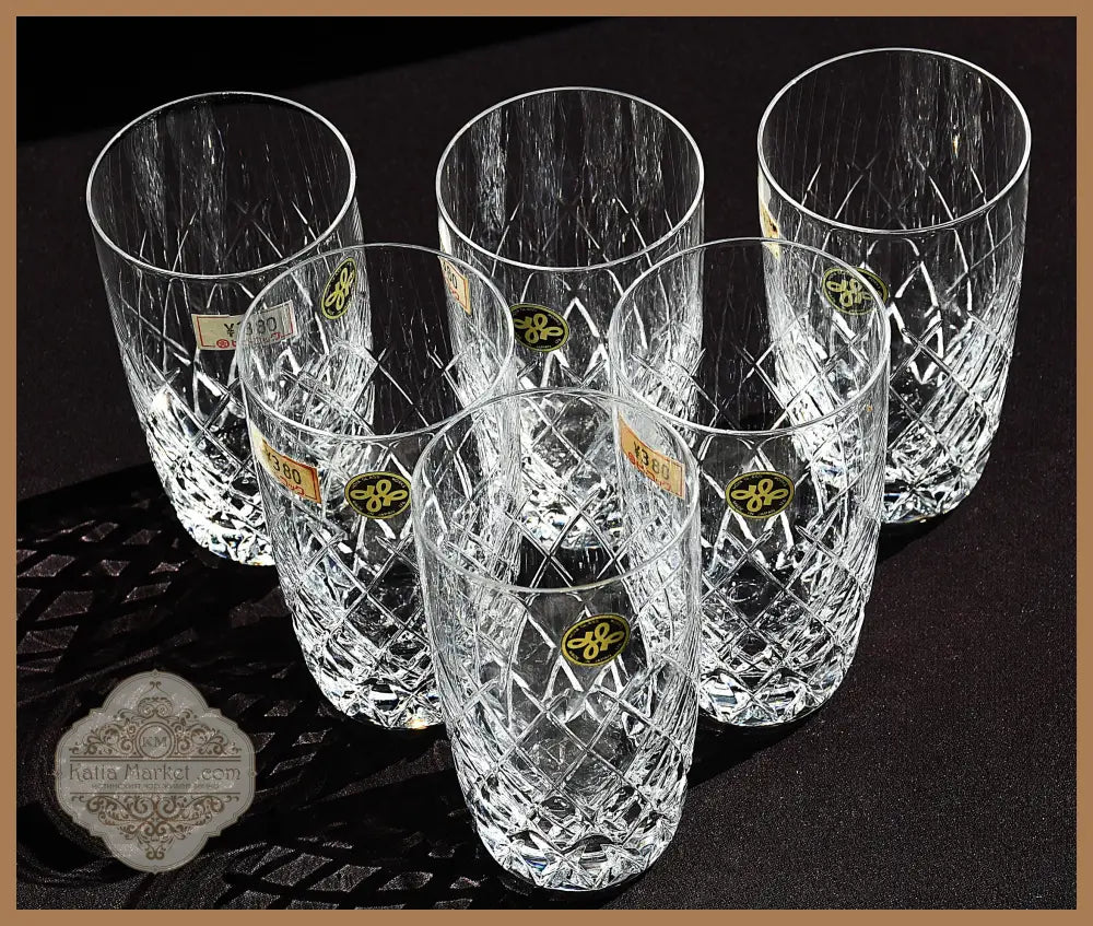 Комплект 6 кристални чаши Hoya Glass Works - изглед отстрани