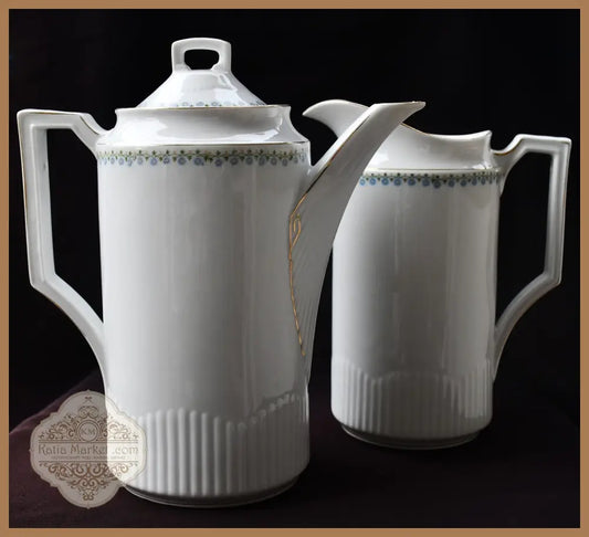 Комплект от голям старинен чайник и кана - KPM - antique