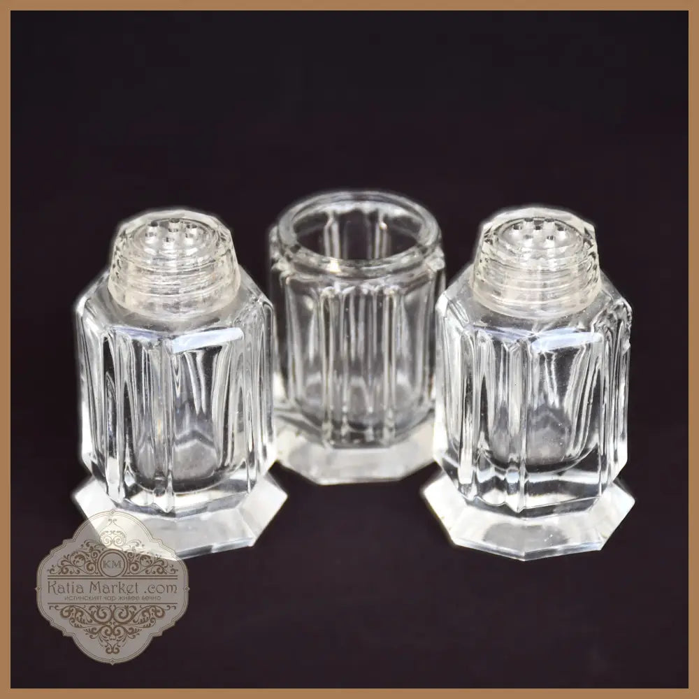 Комплект стъклени солници. Арт Деко - 1930-те. - antique