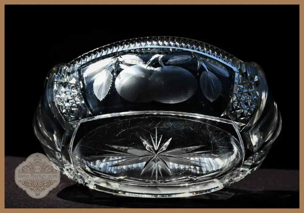Кристална Арт Деко купа - ръчно гравирана - antique