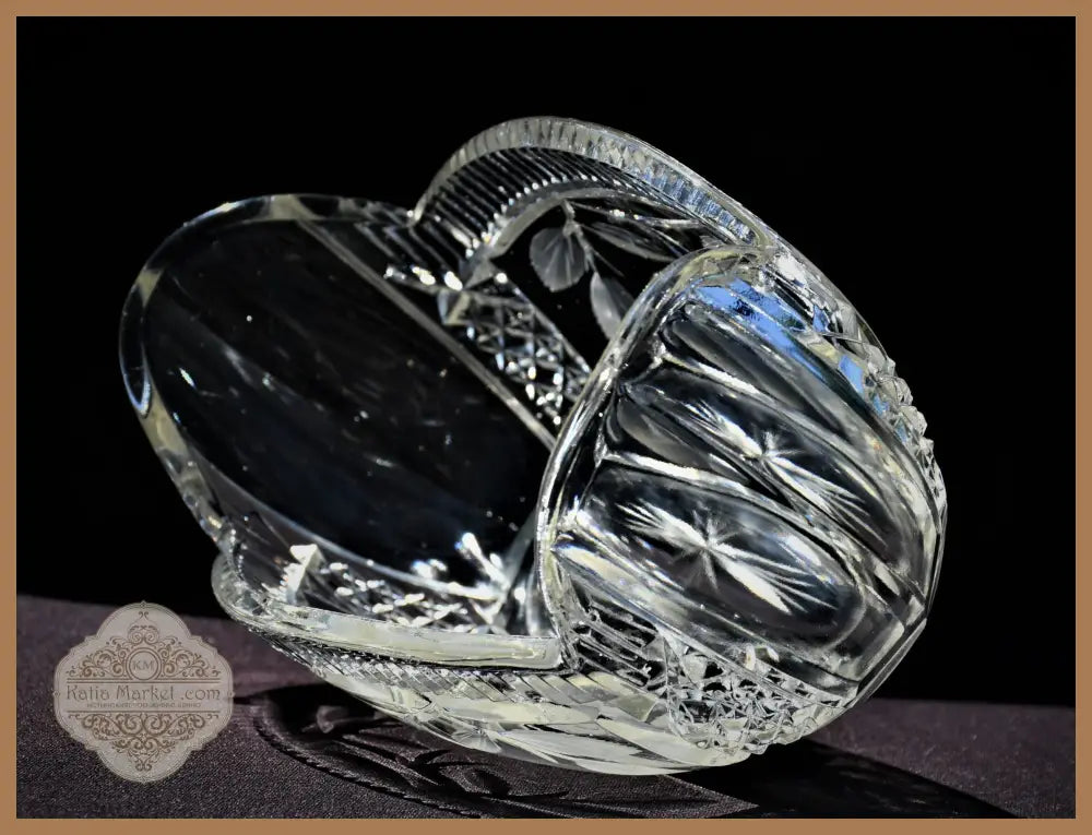 Кристална Арт Деко купа - ръчно гравирана - antique
