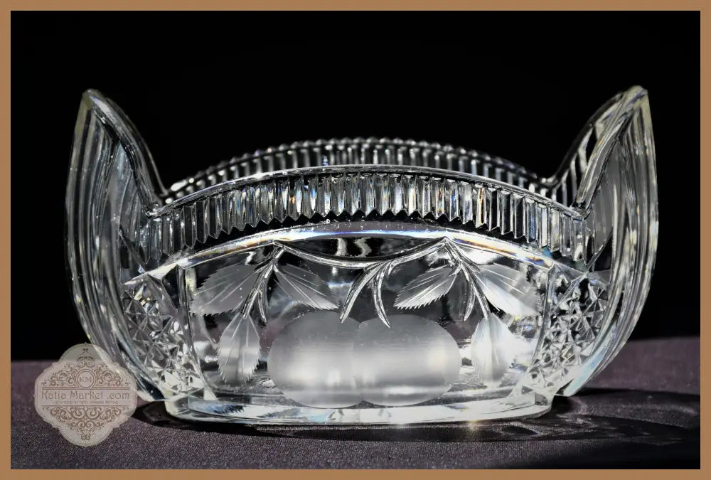 Кристална Арт Деко купа - ръчно гравирана - antique