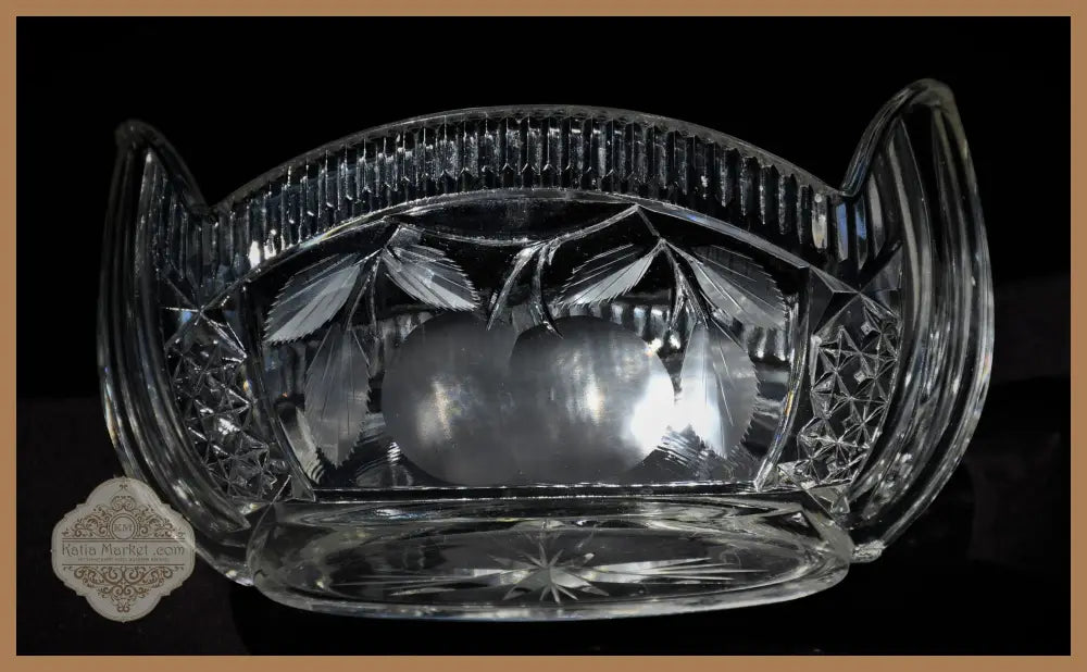 Кристална Арт Деко купа - ръчно гравирана - antique